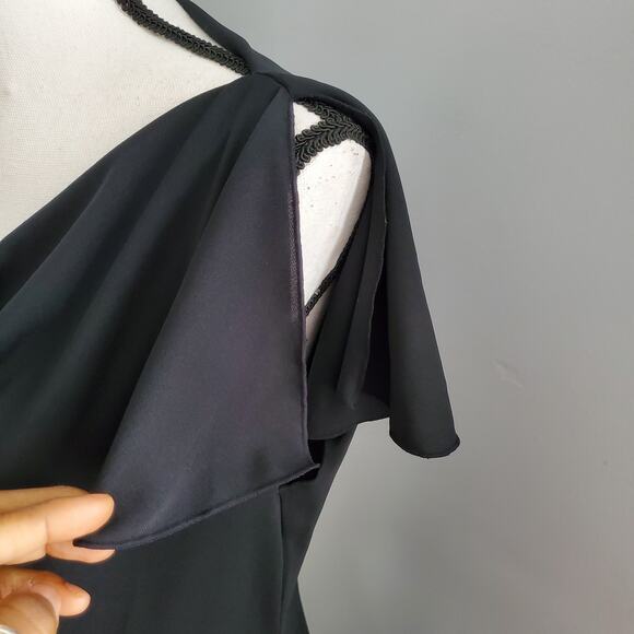 Express Black Draped Neckline A-line Dress 13/14 - Picture 4 of 7